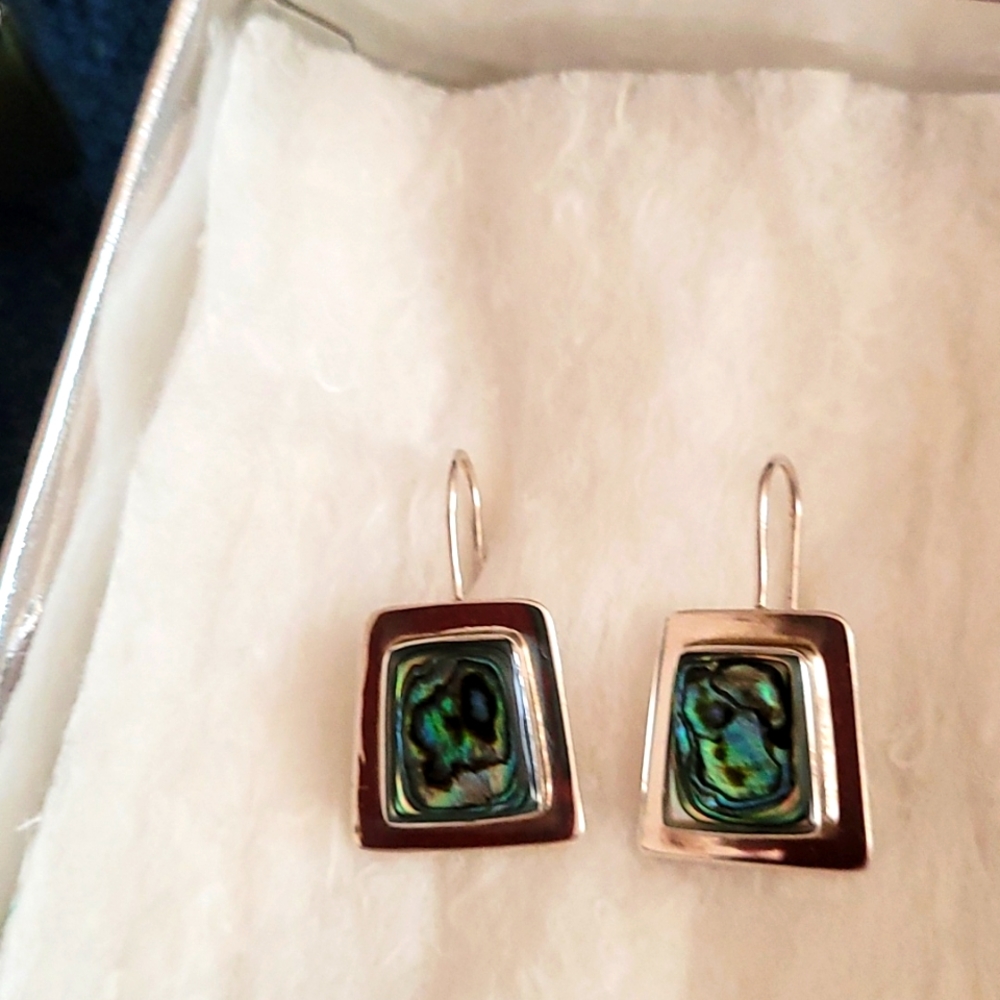 Sterling silver and abalone shell earrings